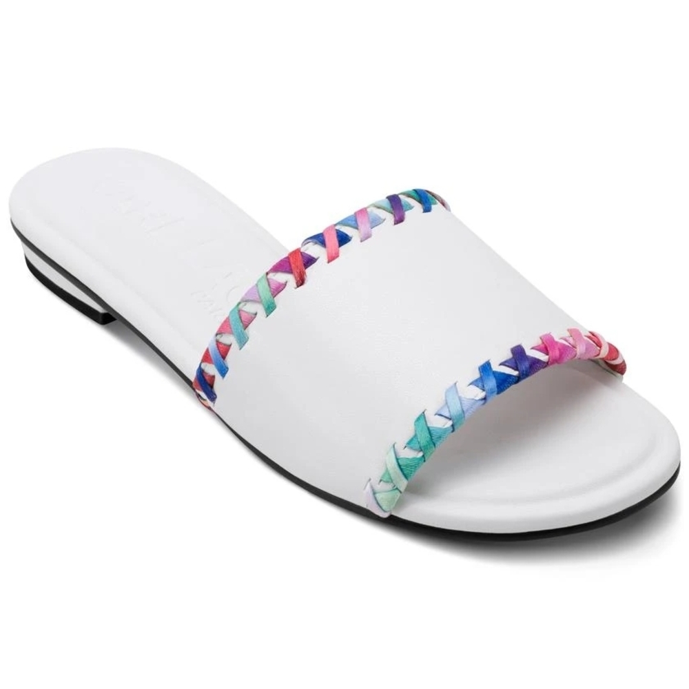 Karl Lagerfeld Paris Women's White Cenie Whipstitch Slide Sandal Size 6 - Picture 3 of 10